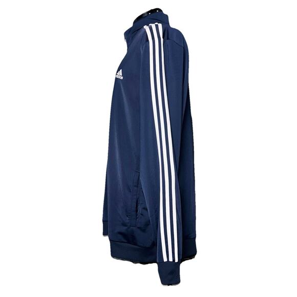 Adidas 3 Stripe XLT Navy Blue Travel Track Jacket Full Zip Athleisure Pockets - Picture 3 of 8